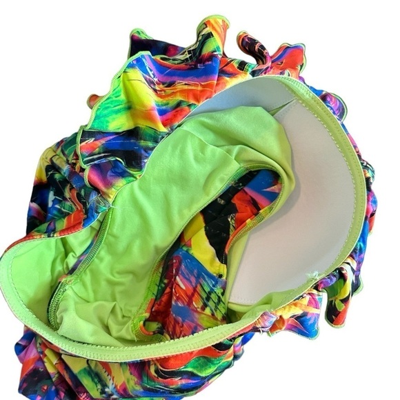 SEAFOLLY Australia Colorful Tropical Toucan Strapless Ruffle One Piece Swim Suit - Picture 6 of 9